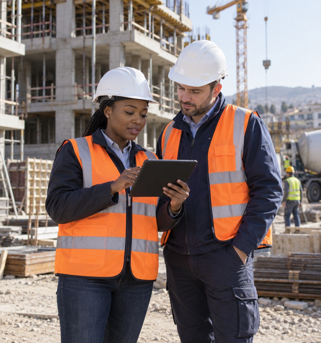 Vorcenta construction professionals coordinating work on site